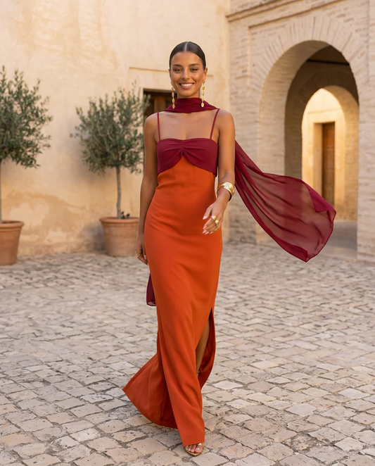 Vestido Sara Bicolor con Estola