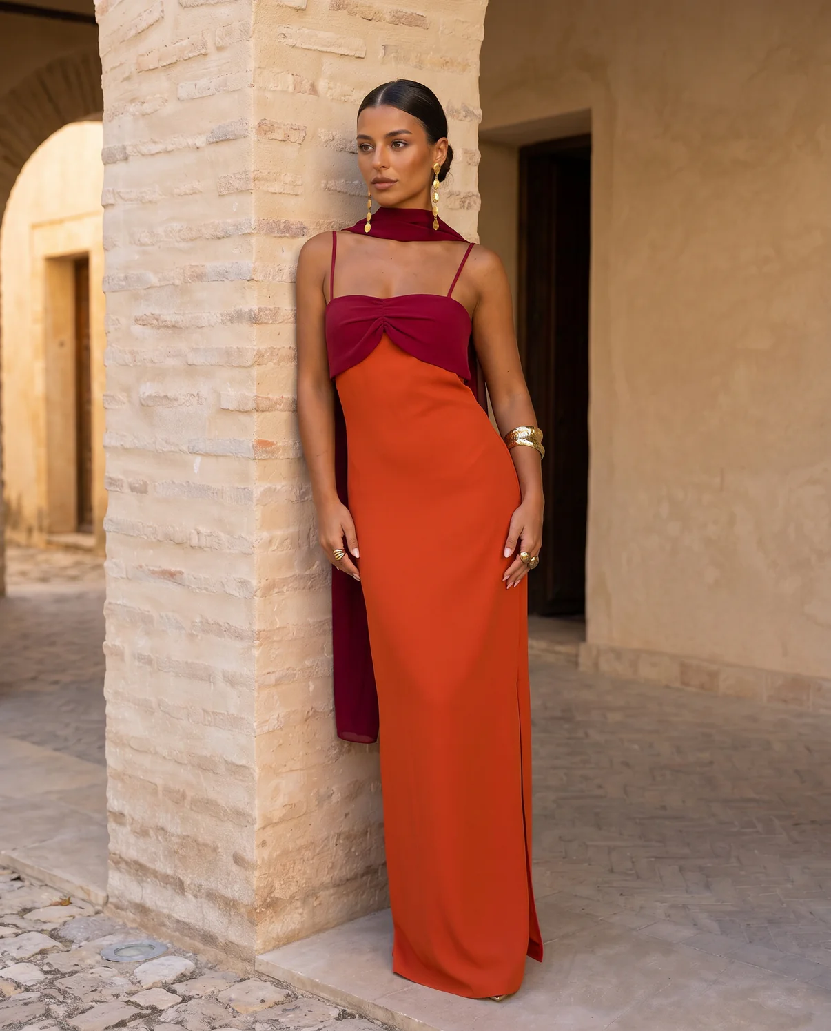 Vestido Sara Bicolor con Estola