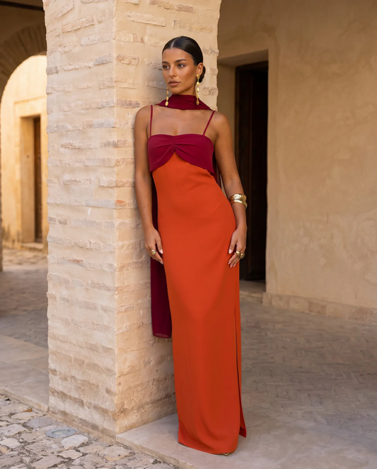 Vestido Sara Bicolor con Estola