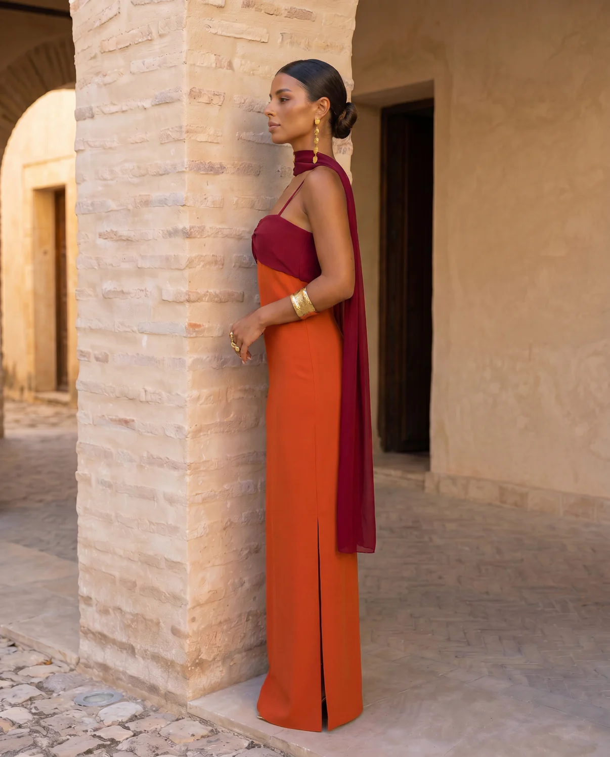 Vestido Sara Bicolor con Estola