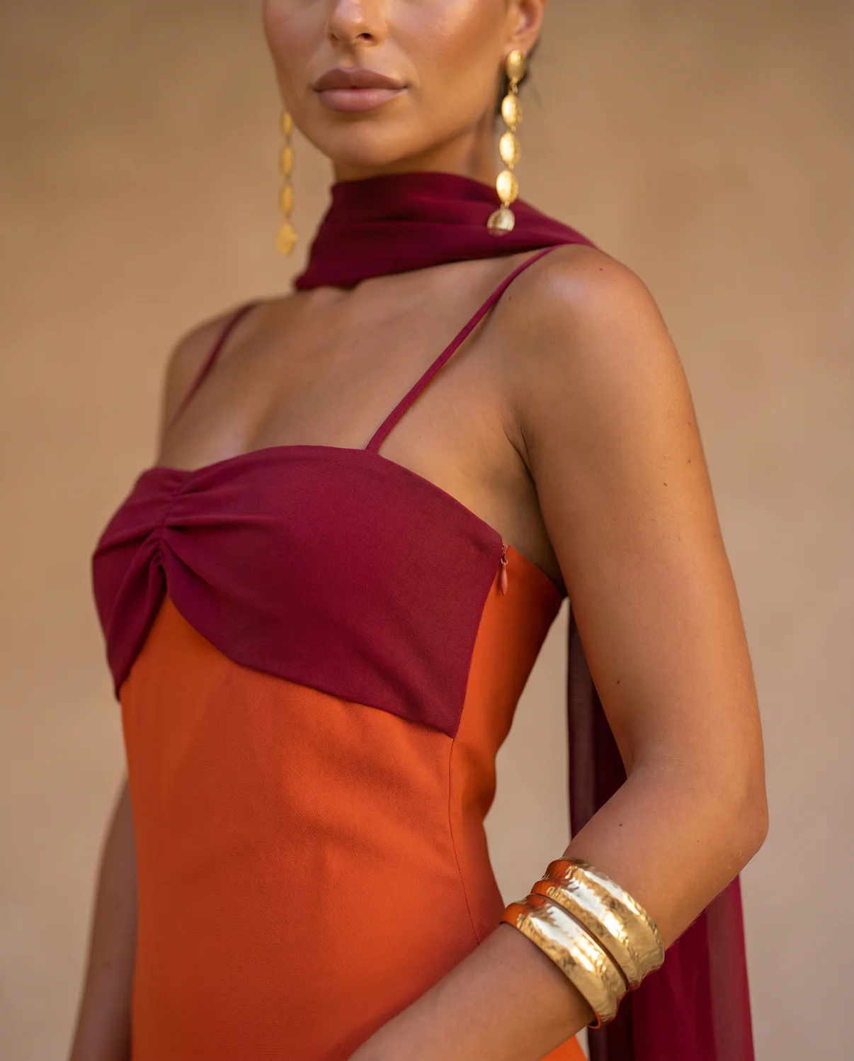 Vestido Sara Bicolor con Estola