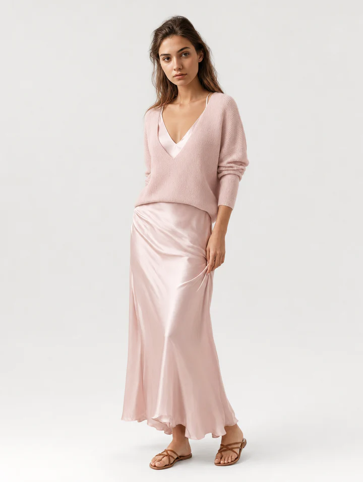 Vestido Elsa Satinado – Escote en V