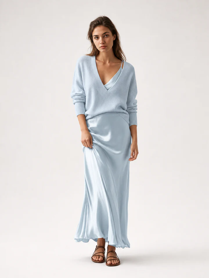 Vestido Elsa Satinado – Escote en V
