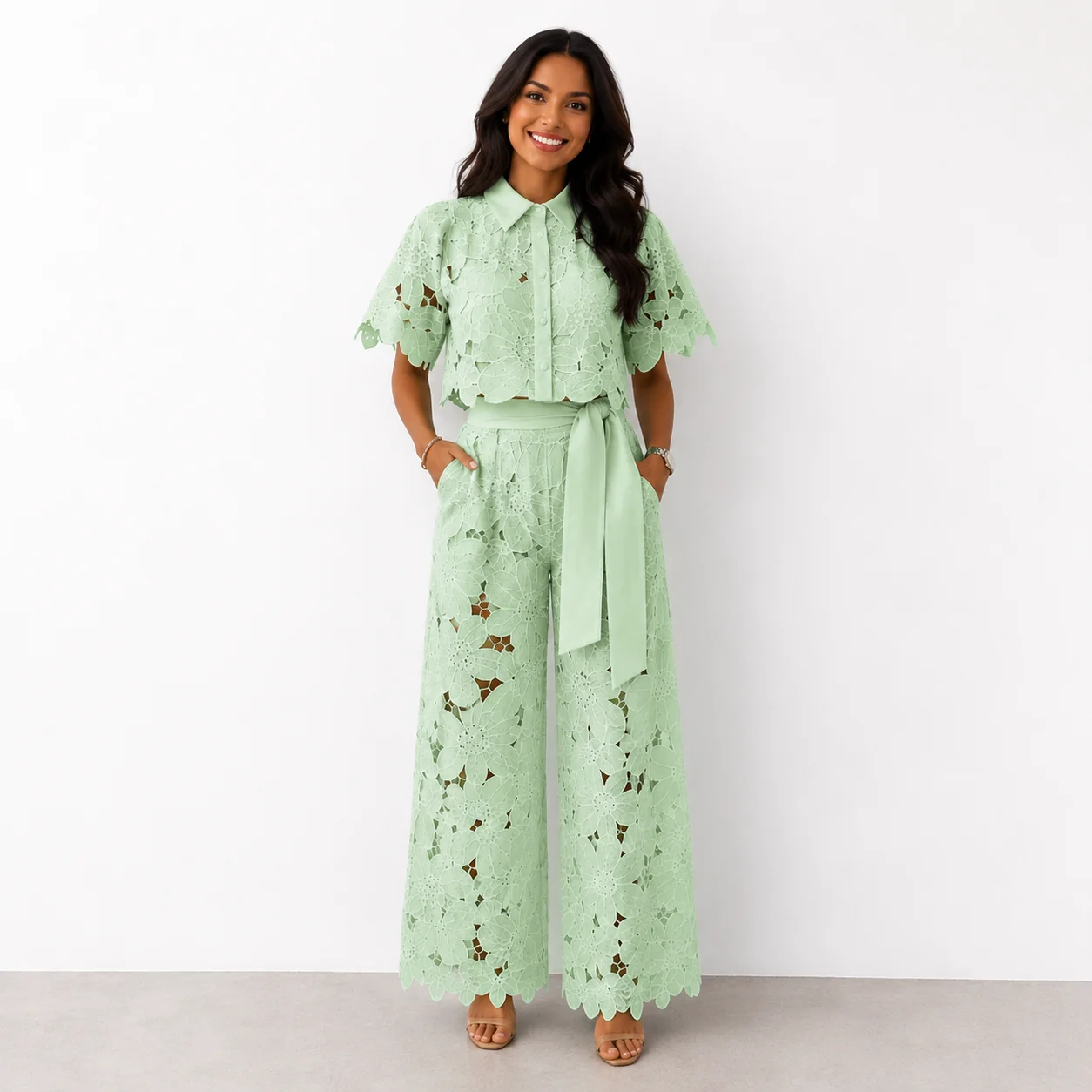 Lorena Conjunto De Encaje Floral