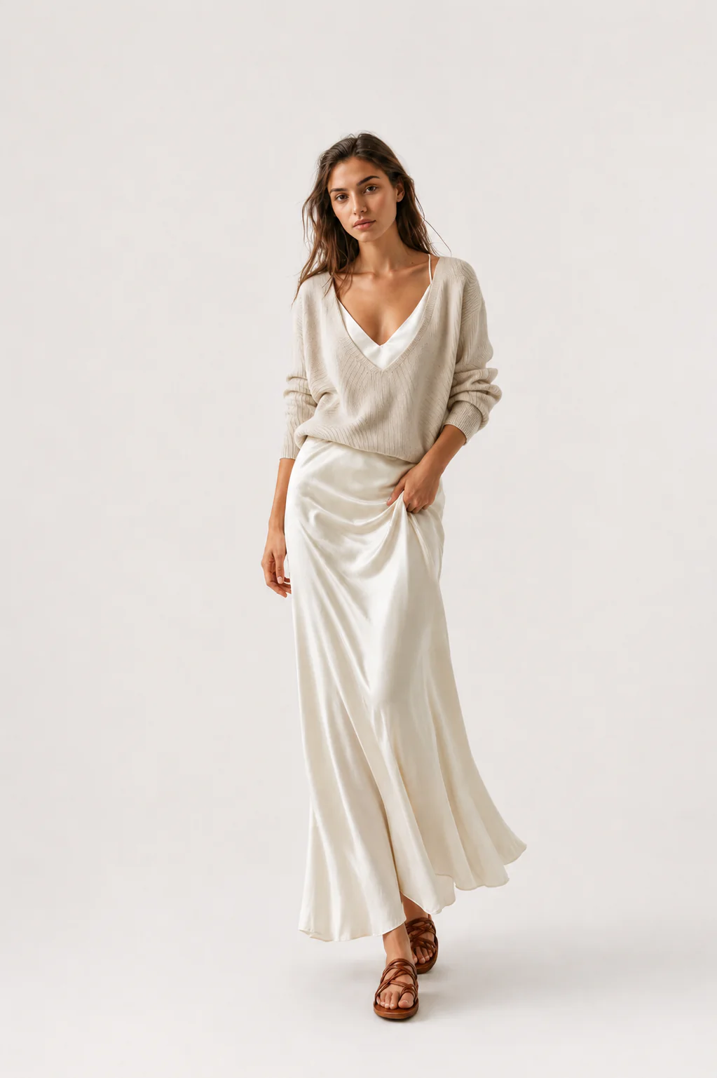 Vestido Elsa Satinado – Escote en V