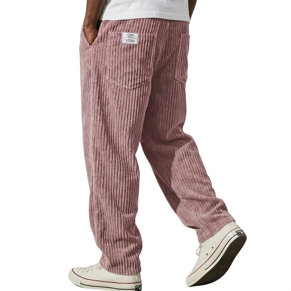 Pantalones de pana para hombre con cintura elástica