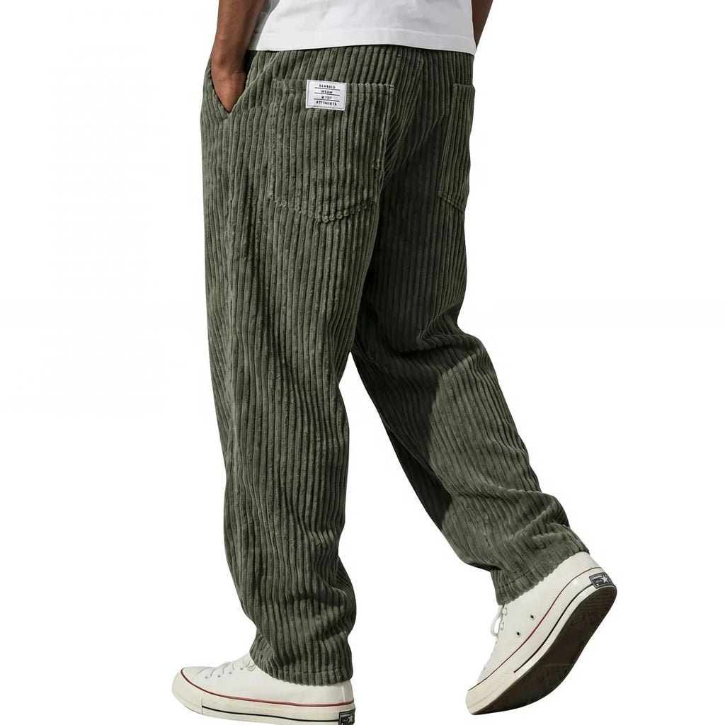 Pantalones de pana para hombre con cintura elástica
