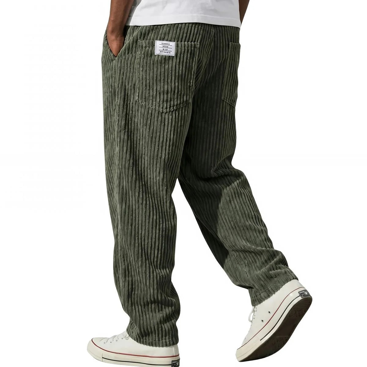 Pantalones de pana para hombre con cintura elástica
