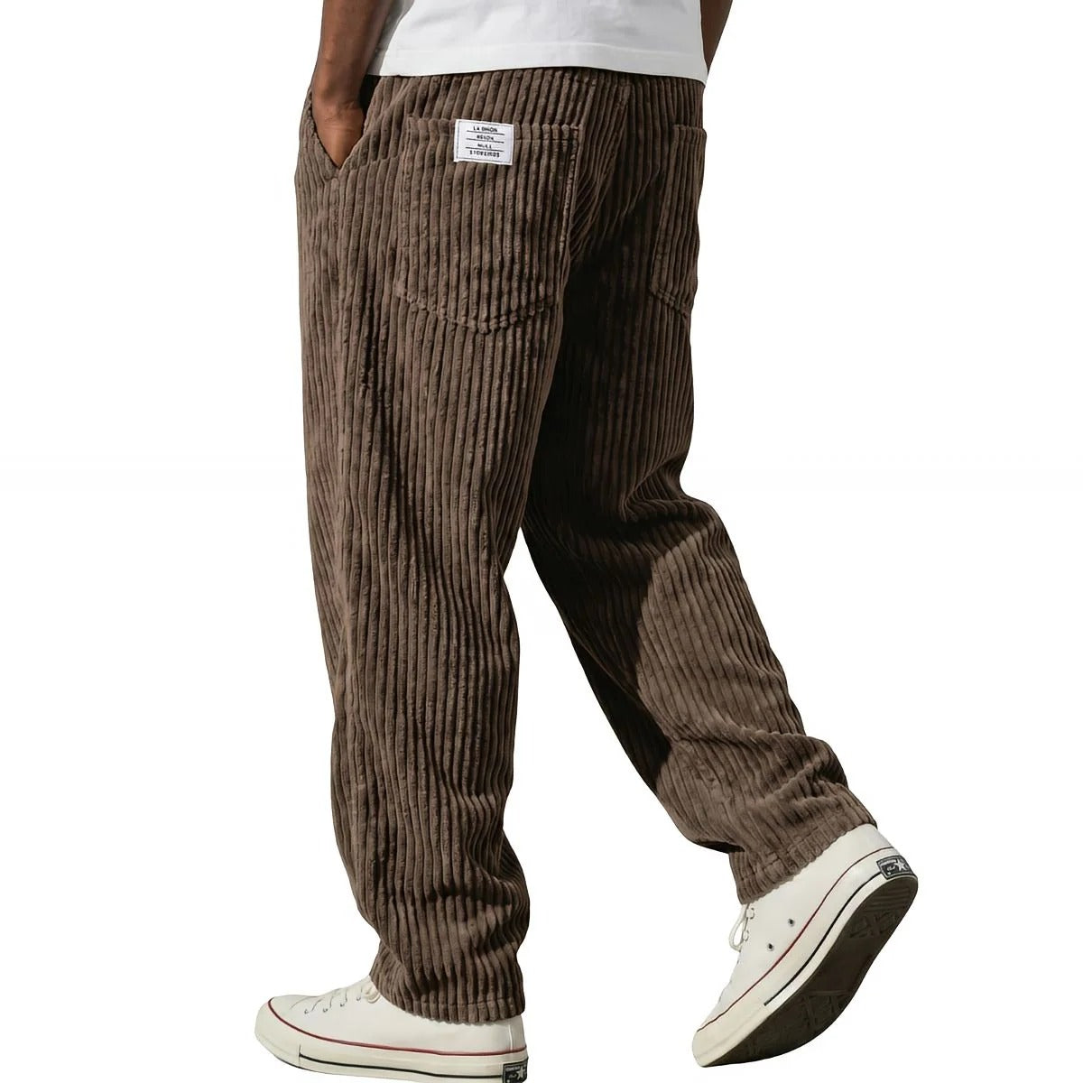 Pantalones de pana para hombre con cintura elástica