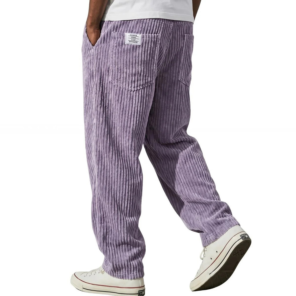 Pantalones de pana para hombre con cintura elástica
