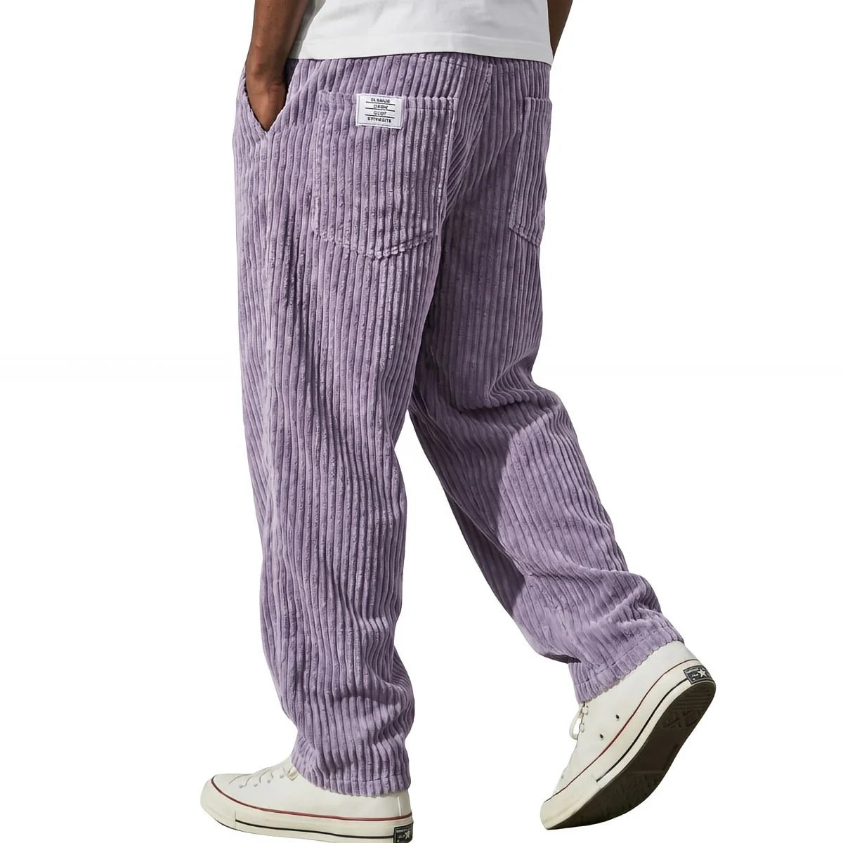 Pantalones de pana para hombre con cintura elástica