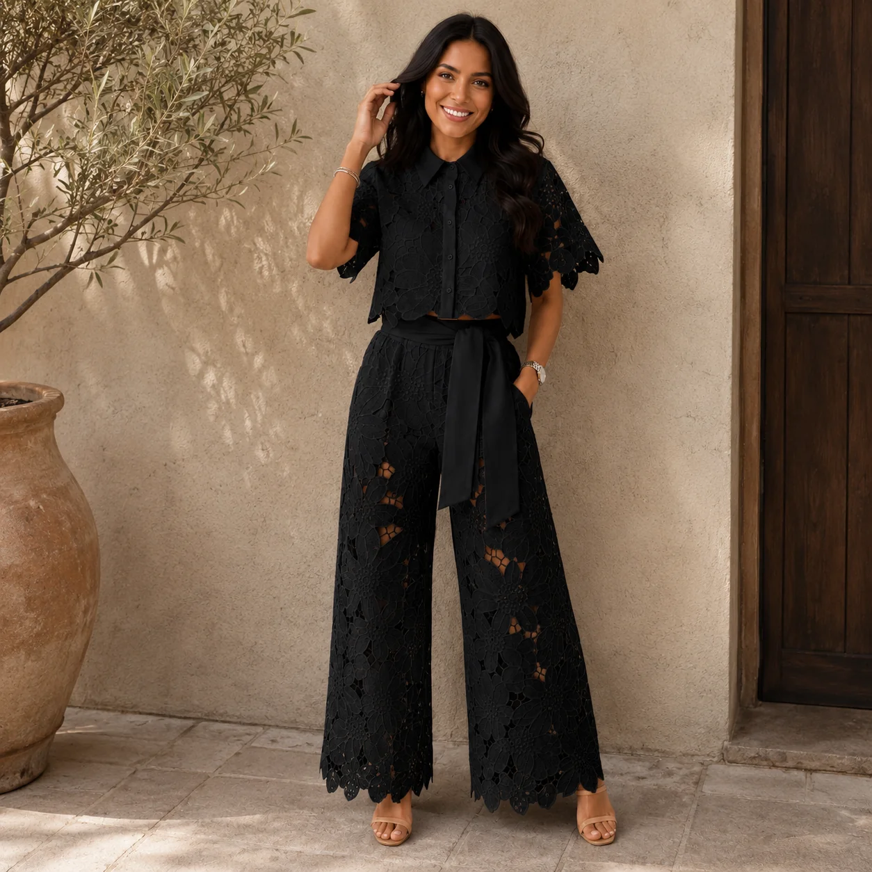 Lorena Conjunto De Encaje Floral