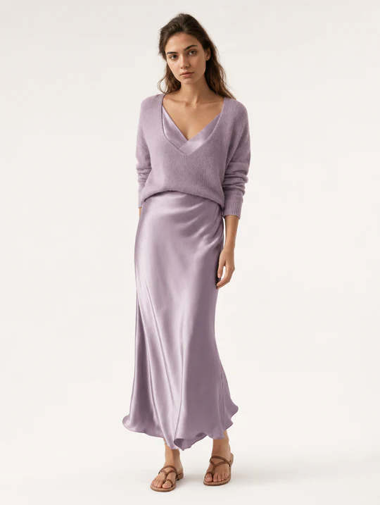 Vestido Elsa Satinado – Escote en V