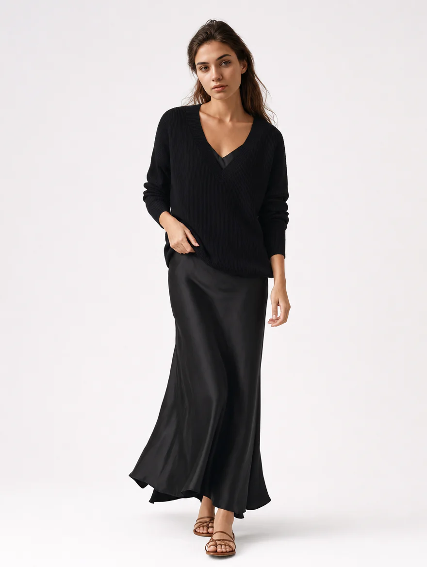 Vestido Elsa Satinado – Escote en V